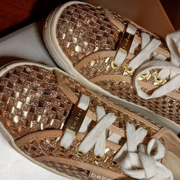 BEBE SPORT Two Tone Gold Metallic Sneakers 7M - EUC - Picture 4 of 14